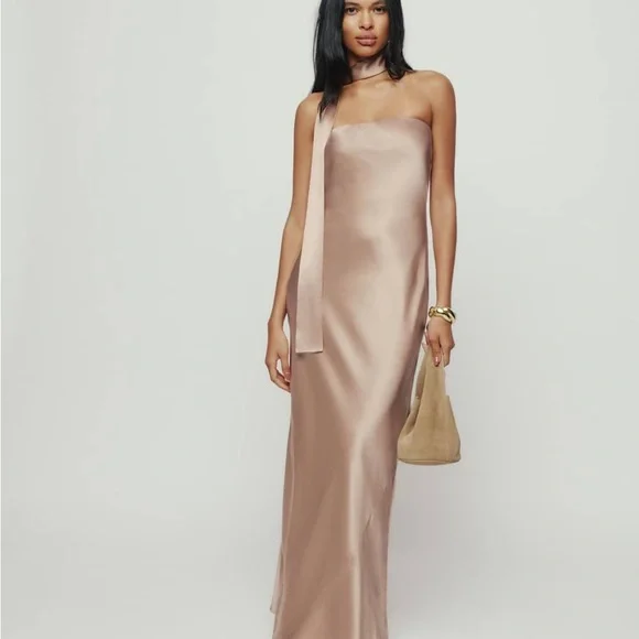 Reformation Oren Silk Dress Macadamia Size. XS New w/Tags - Picture 7 of 8